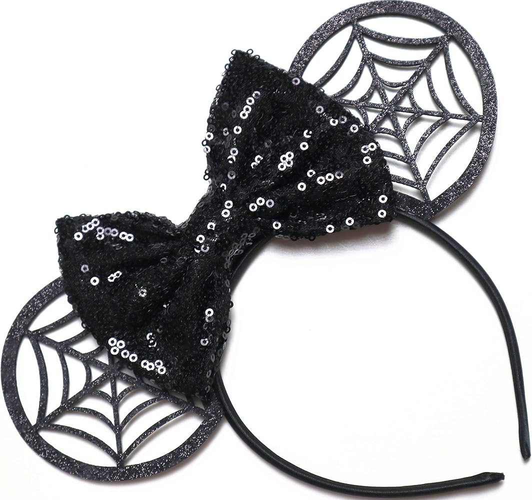 CLGIFT Halloween Minnie Ears, Orange Minnie Ears, Black Web Mickey Ears Headband, Halloween Minni... | Amazon (US)