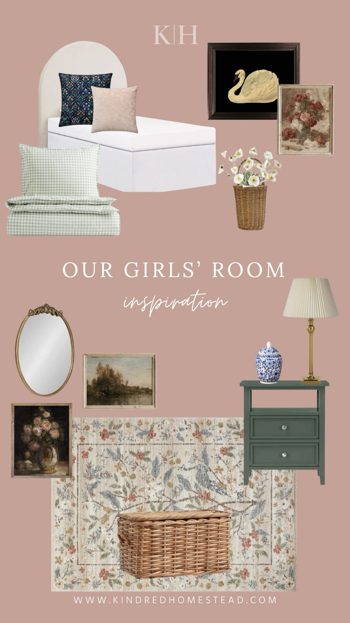 Timeless design for our girls room with collected finds and antique inspired elements! Girls room decor, young girls room decor, pink room, pink room ideas, nightstands, green nightstands, antique decor, cottage inspired, European design, area rug, colorful rug, arched bed frame, bedroom, bedroom ideas, bedroom decorr

#LTKkids #LTKhome #LTKfamily