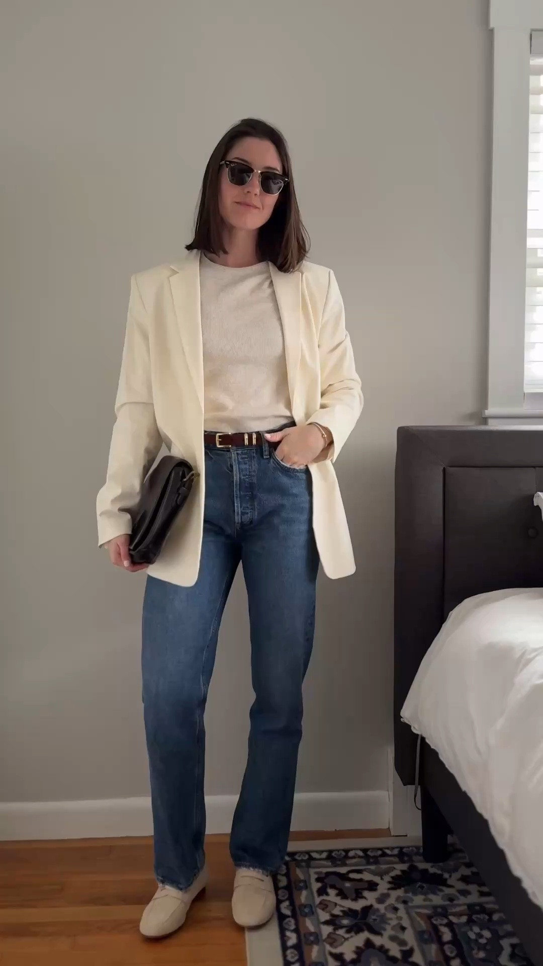 Get ready for the day with me 🤍 

A cream colored blazer is so essential for spring - paired with denim it becomes an amazing elevated casual outfit 

Ootd | outfit of the day | blazer outfit | spring outfit | straight jeans | suede loafers 

#LTKootd #LTKgrwm