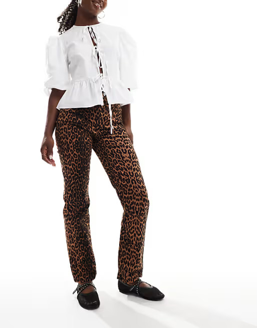 Miss Selfridge leopard straight leg jean | ASOS (Global)