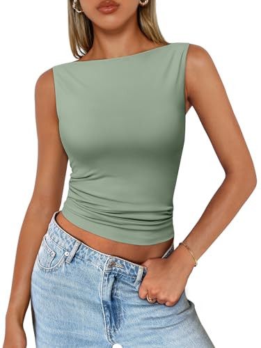 Trendy Queen Women Going Out Summer Tank Tops Spring Casual Basic Cute 2025 Sleeveless Shirt Vacation Fashion Outfit Clothes Green L | Amazon (US)