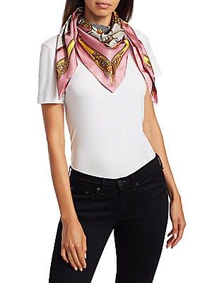 Gucci Silk Scarf With Horses & Tassels - Rose | Saks Fifth Avenue