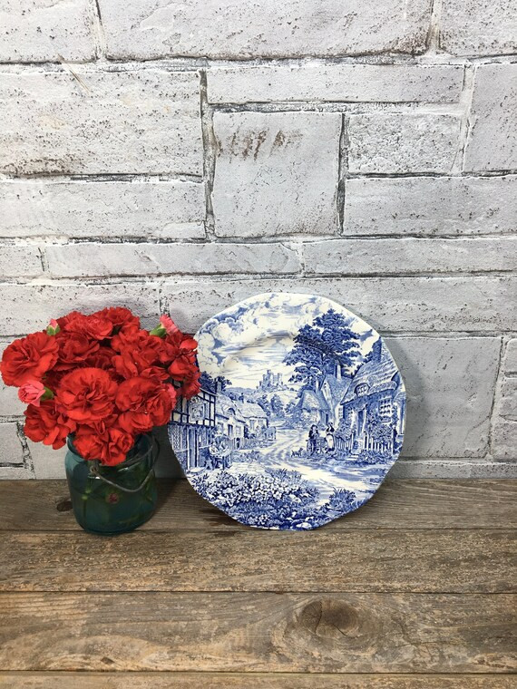 Vintage 10" Plate Blue Transferware Wall Plate Wall Decor Blue and White English Ironstone Countr... | Etsy (US)