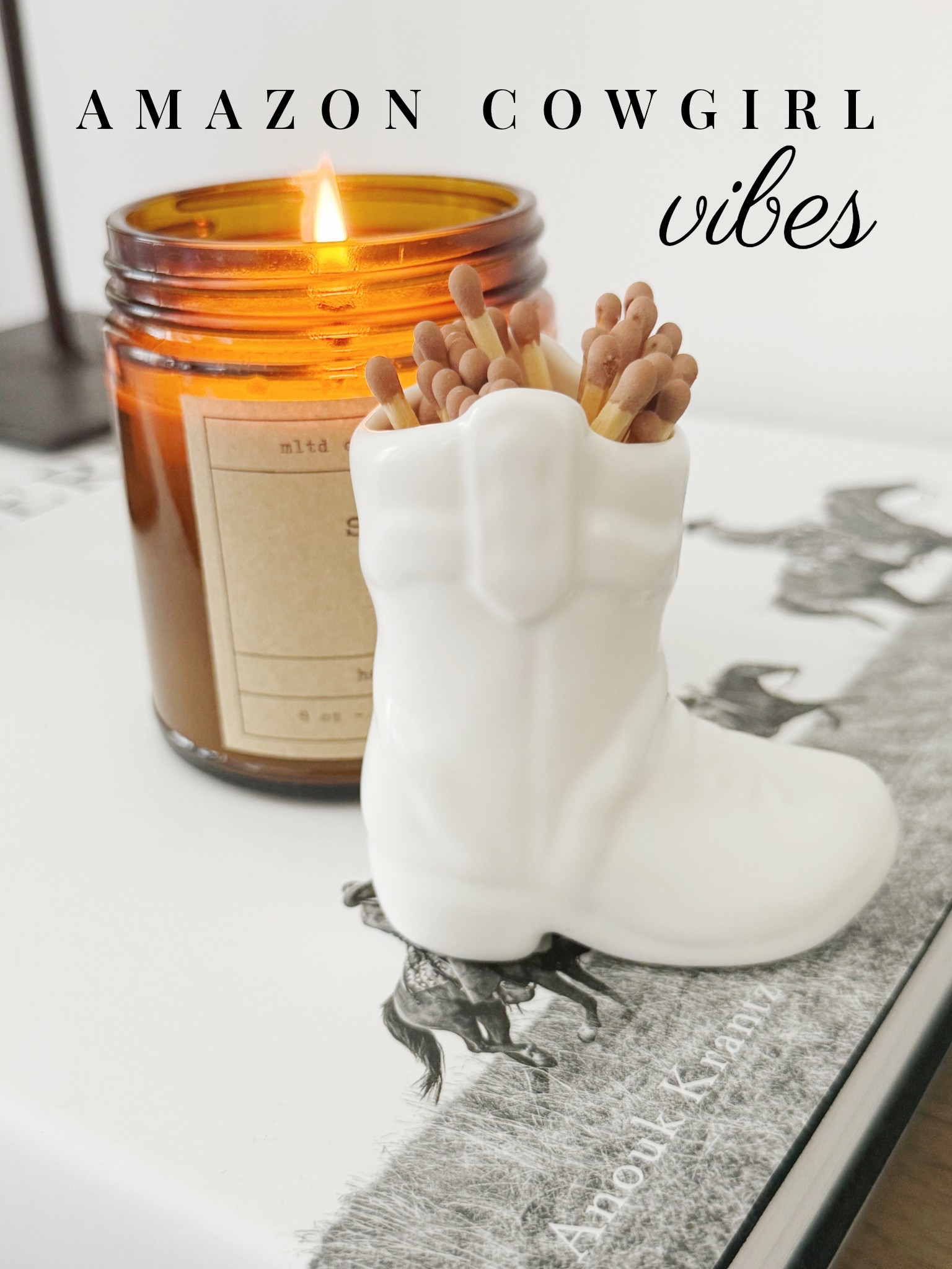 This $6 Amazon find is strikingly cute 🔥 — a ceramic cowboy boot match holder that adds the perfect western touch to any candle moment. It comes with strike-anywhere matches and looks so sweet styled next to an amber glass candle or on a coffee table book. Budget-friendly and adorable!

📍Amazon
🤍 Under $10
✨ Great gift with a candle 
🏡 Cute + functional styling detail

#amazonhome #matchstickholder #candleaccessories #coffeetablestyling #westernhome #ltkhome #budgetfinds #porcheandco #homedecorfavorites #affordablehome

#LTKSaleAlert #LTKFindsUnder50 #LTKHome