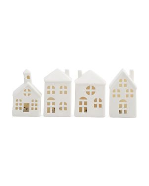 4pc 4in Porcelian Houses Set | Pillows & Decor | Marshalls | Marshalls