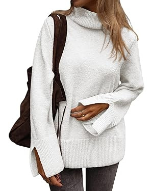 ATHMILE Fall Fashion Sweaters for Women Turtleneck Long Sleeve Casual Loose Knit Pullover Tops Wi... | Amazon (US)