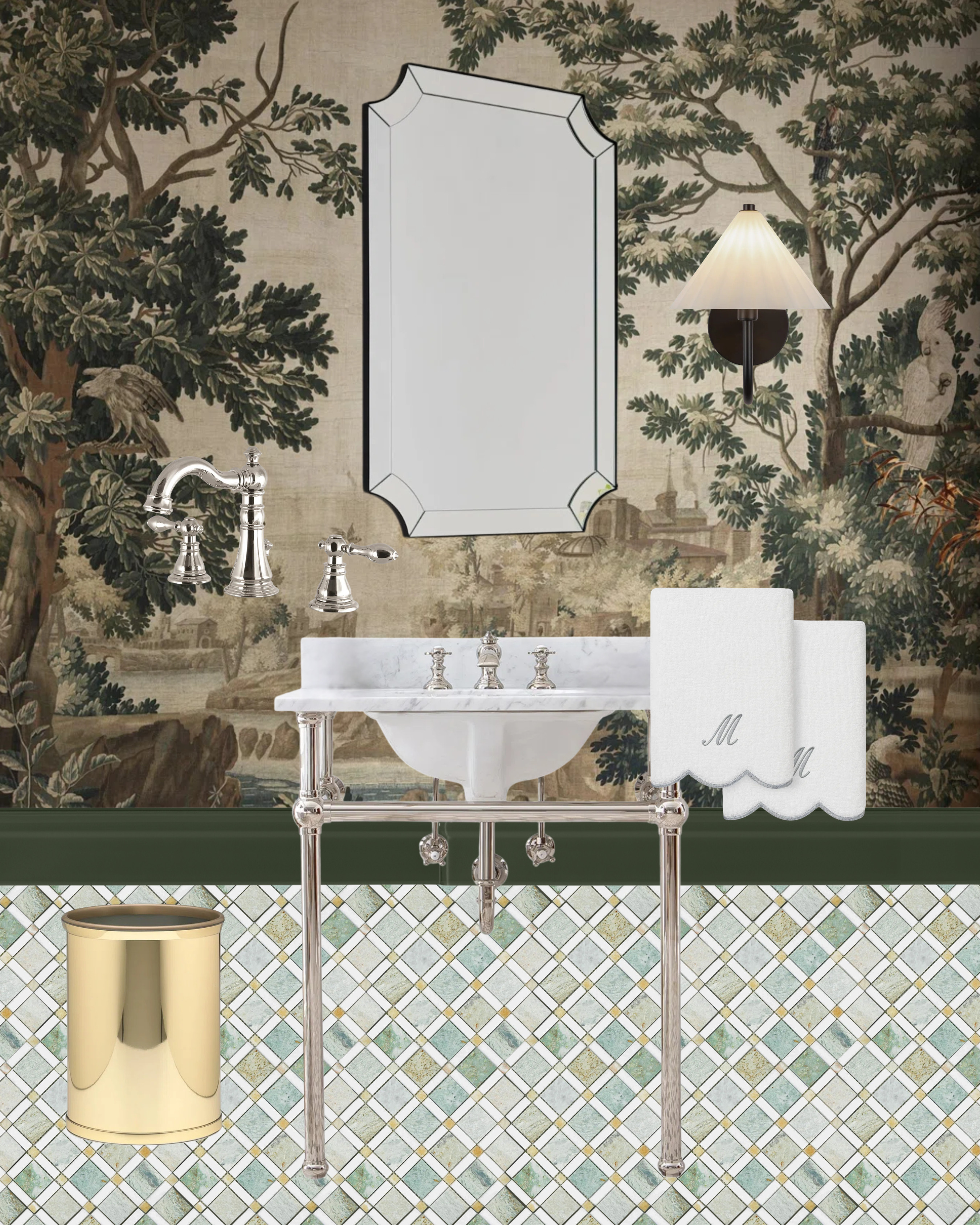 Jaw is on the floor over this $160 wall mural from Wayfair. With a tone-on-tone tile in a powder bath it’s a complete show stopper. #ad #wayfair #wayfairpartner @wayfair 

 

#LTKHome