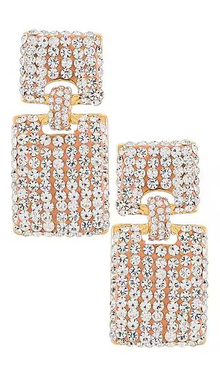 Lele Sadoughi Crystal Victoria Earrings in Metallic Gold. | Revolve Clothing (Global)