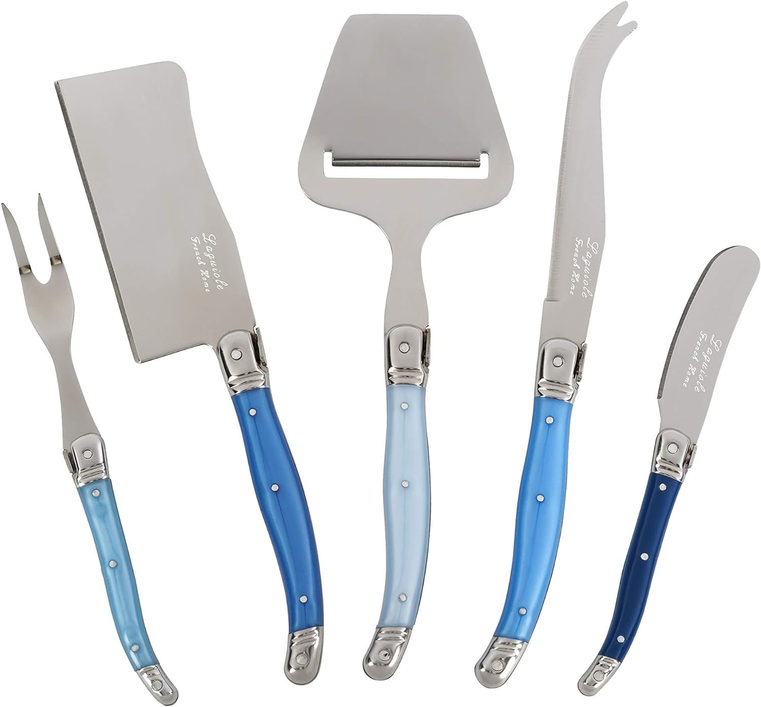 Laguiole 5-Piece Cheese Knife Set (Shades of Blue)–Stainless Steel Cheese Knives Set – Cheese... | Amazon (US)