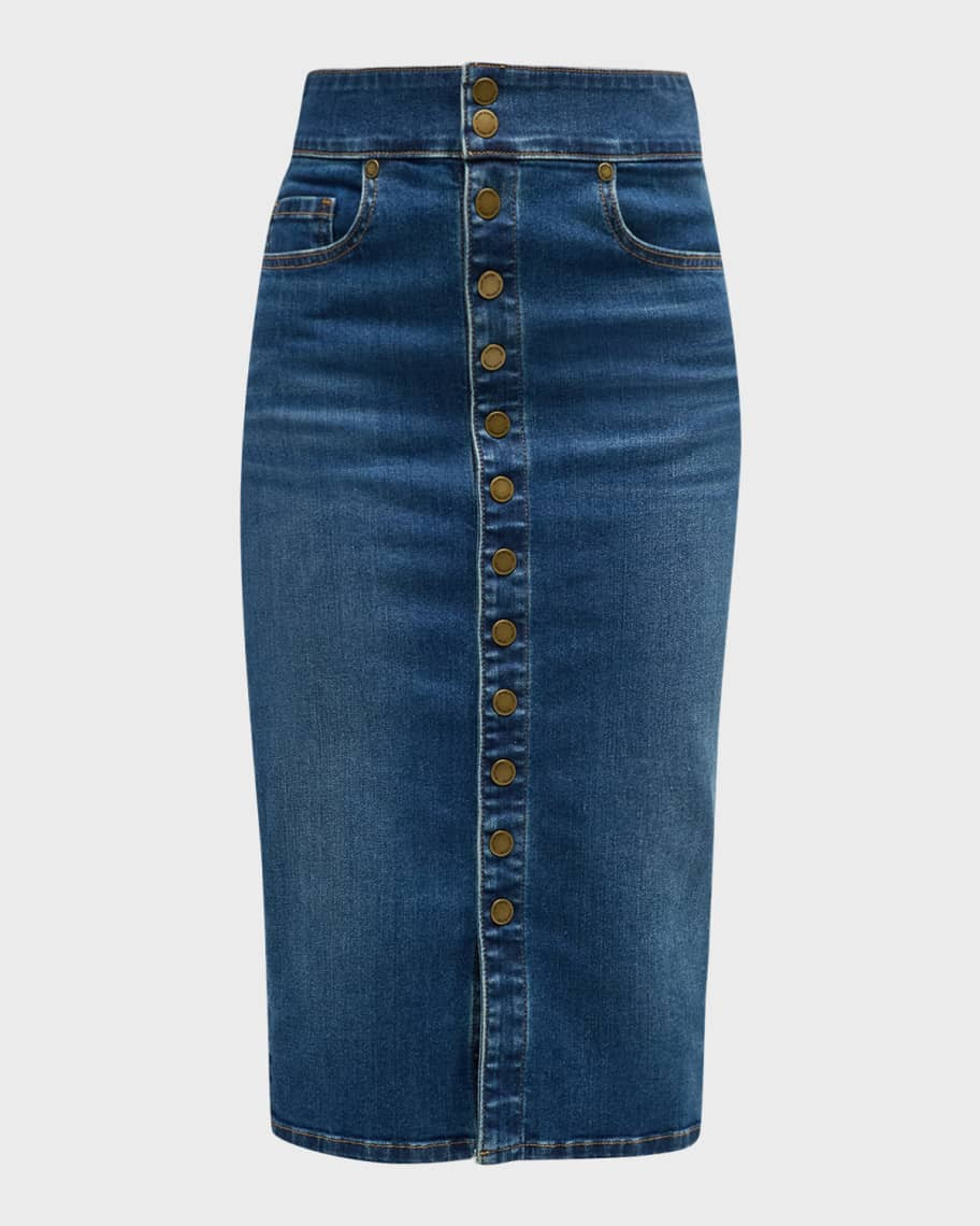 Ramy Brook Karter Denim Midi Skirt | Neiman Marcus