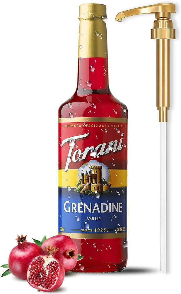 Grenadine Syrup for Drinks 25.4 Ounces, Torani with Little Squirt Syrup Pump | Amazon (US)
