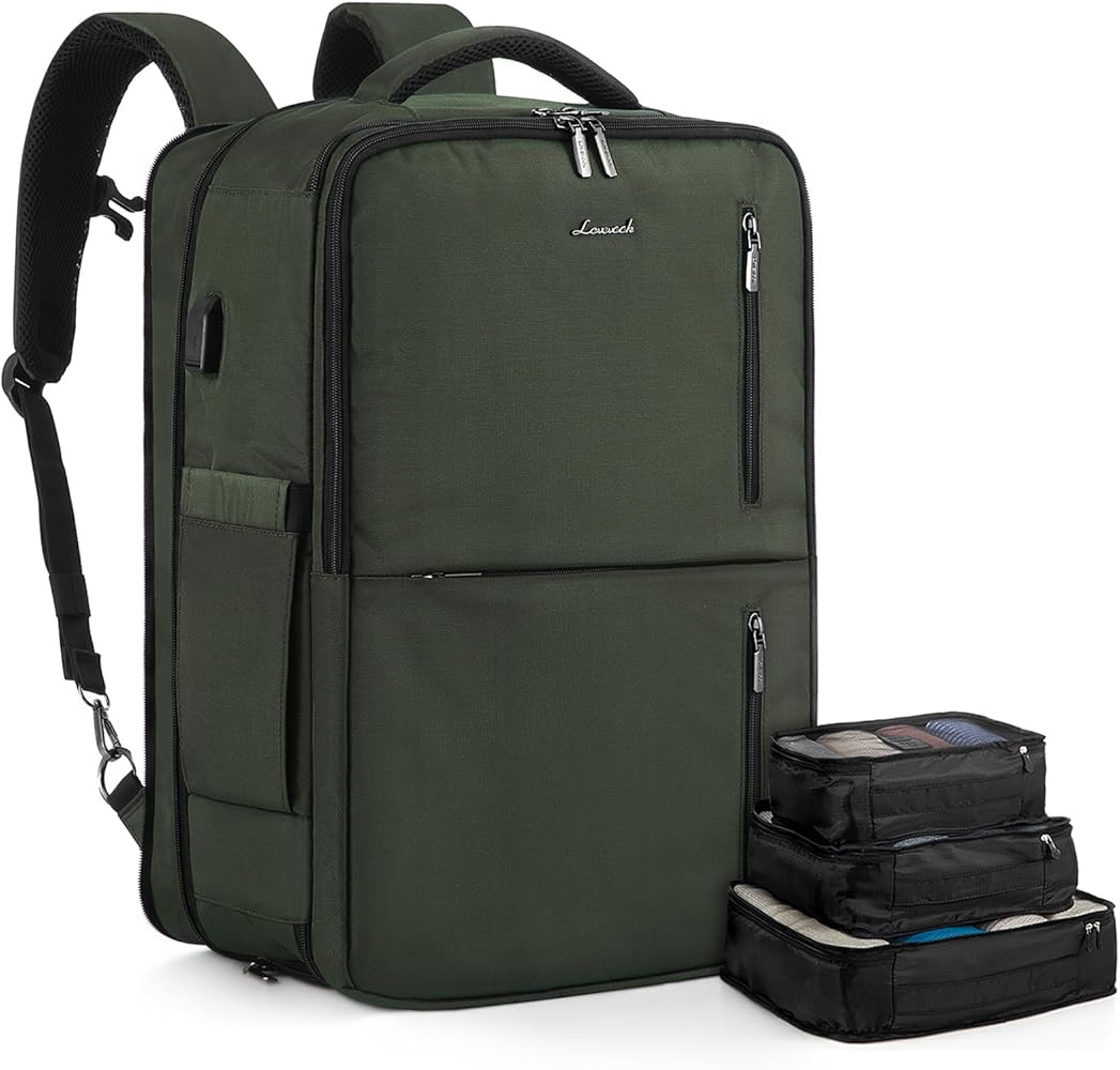 LOVEVOOK 40L Travel Backpack With 3 Packing Cubes Expandable Large Laptop Backpack Women Waterpro... | Amazon (US)