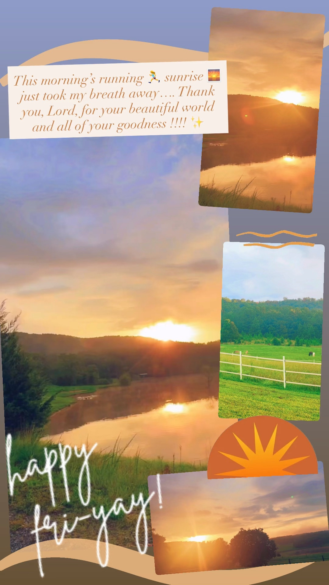 This morning’s running 🏃‍♀️ sunrise 🌅  just took my breath away…. Thank you, Lord, for your beautiful world and all of your goodness !!!! ✨