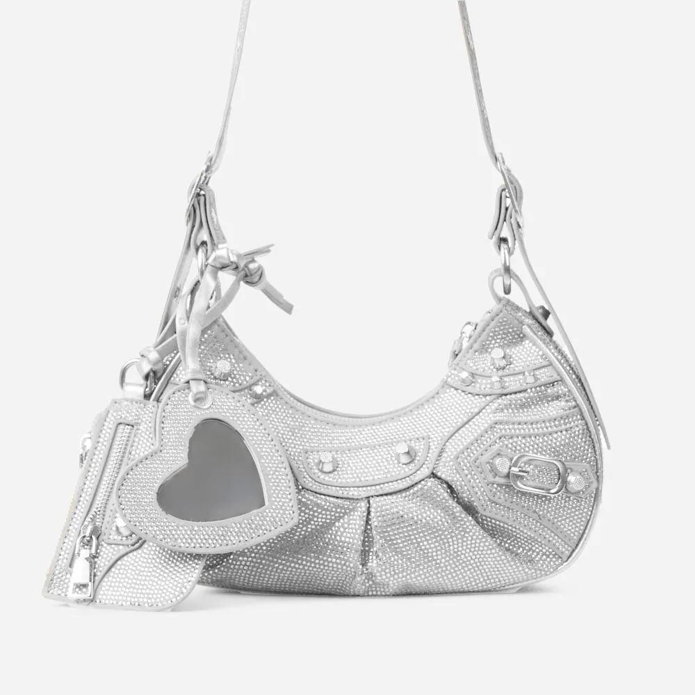 Texas Shoulder Bag In Silver Diamante | EGO Shoes (US & Canada)