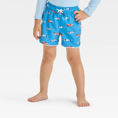 Toddler Boys' Race Car Swim Shorts - Cat & Jack™ Dark Blue | Target