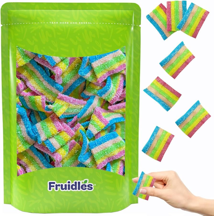 Fruidles Sour Rainbow Belts Bites, Multicolored Gummy Candy, Fat-Free (Half-Pound) | Amazon (US)