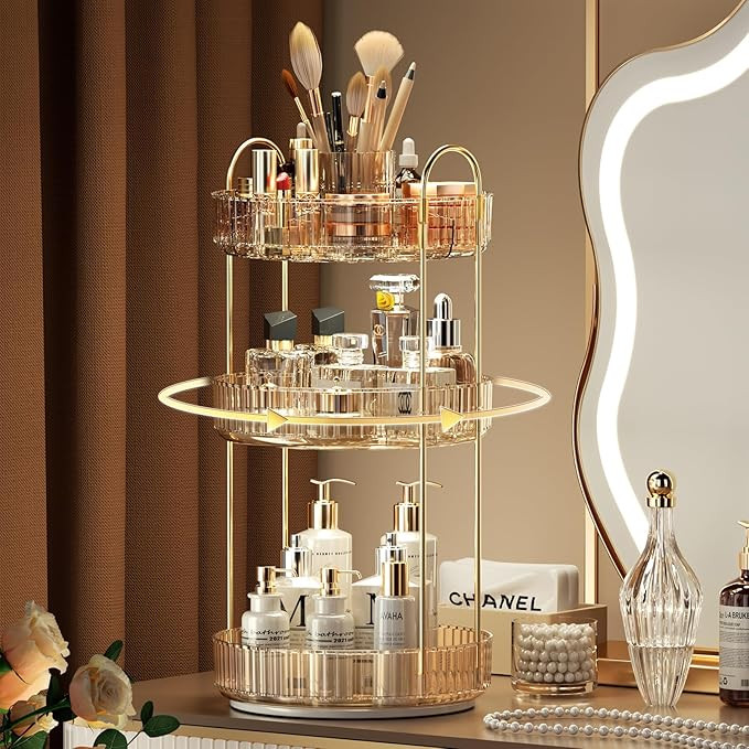 YCIA&DONE Rotating Makeup Organizer for Vanity, Large Capacity Make Up Storage Skin care Shelf Pe... | Amazon (US)