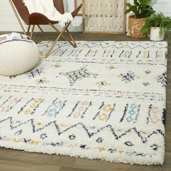 Hebb Southwestern Stripe Shag Area Rug | Wayfair North America