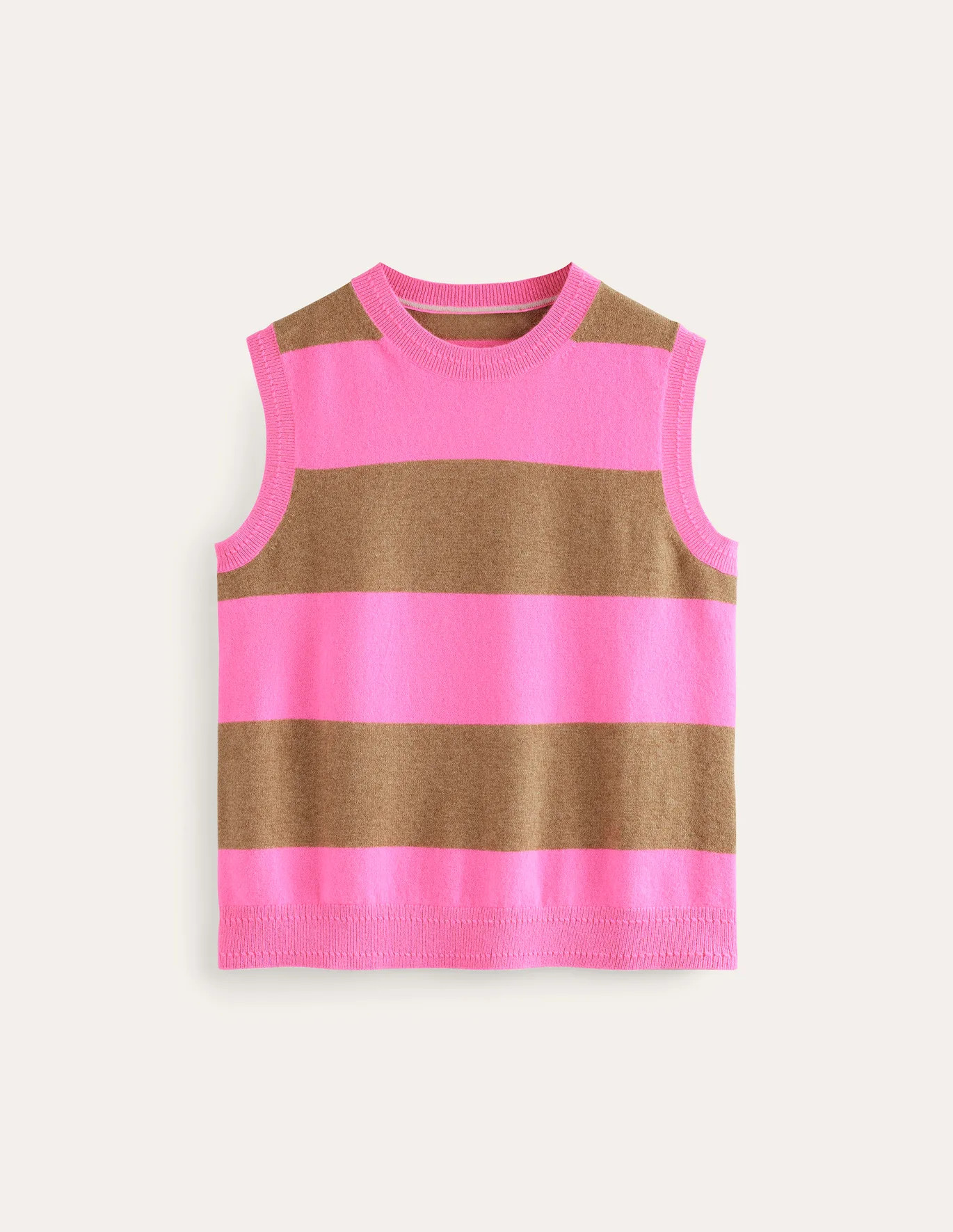 Eva Cashmere Tank - Camel Melange/ Fluro Pink | Boden US | Boden (US)