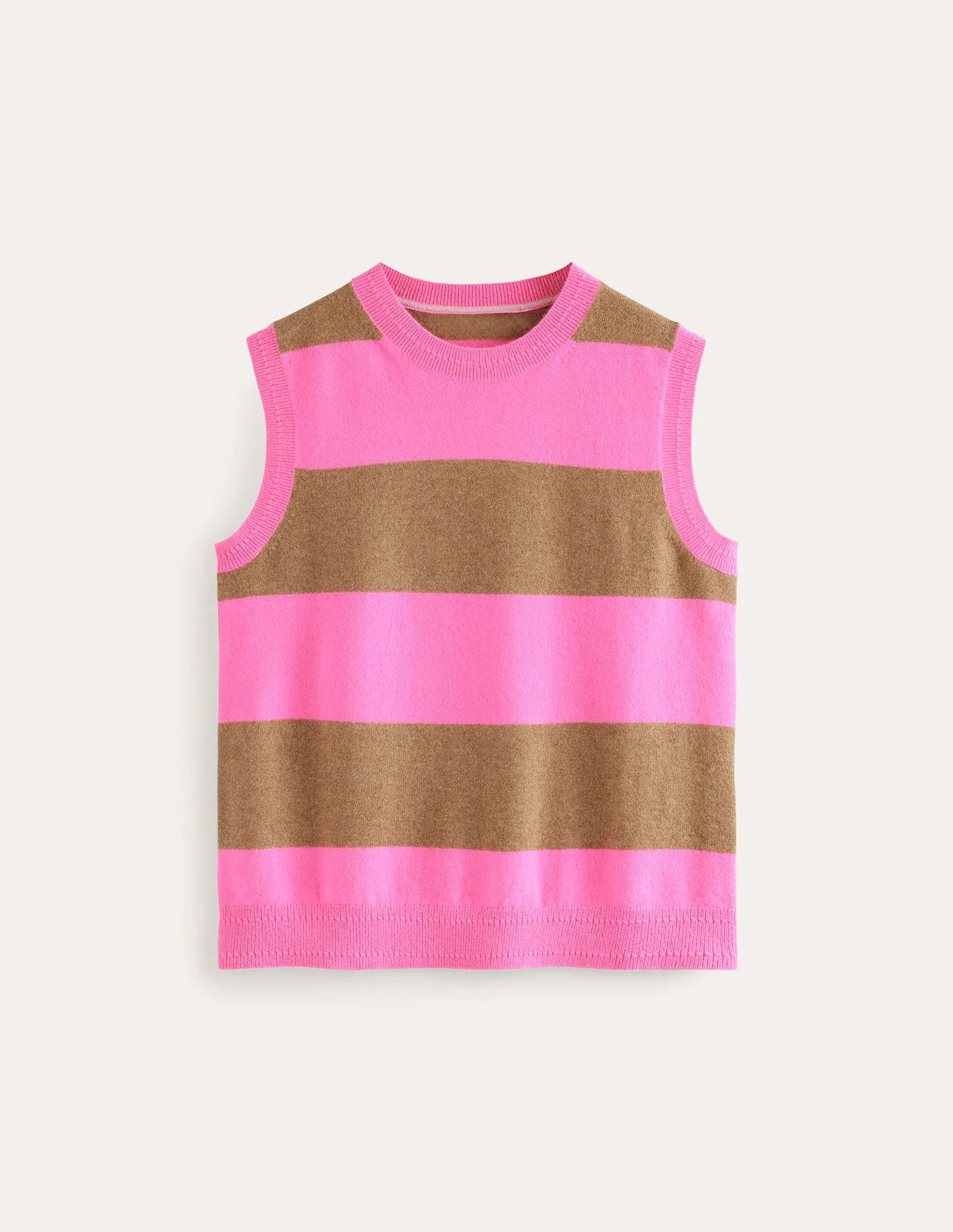 Eva Cashmere Tank - Camel Melange/ Fluro Pink | Boden US | Boden (US)