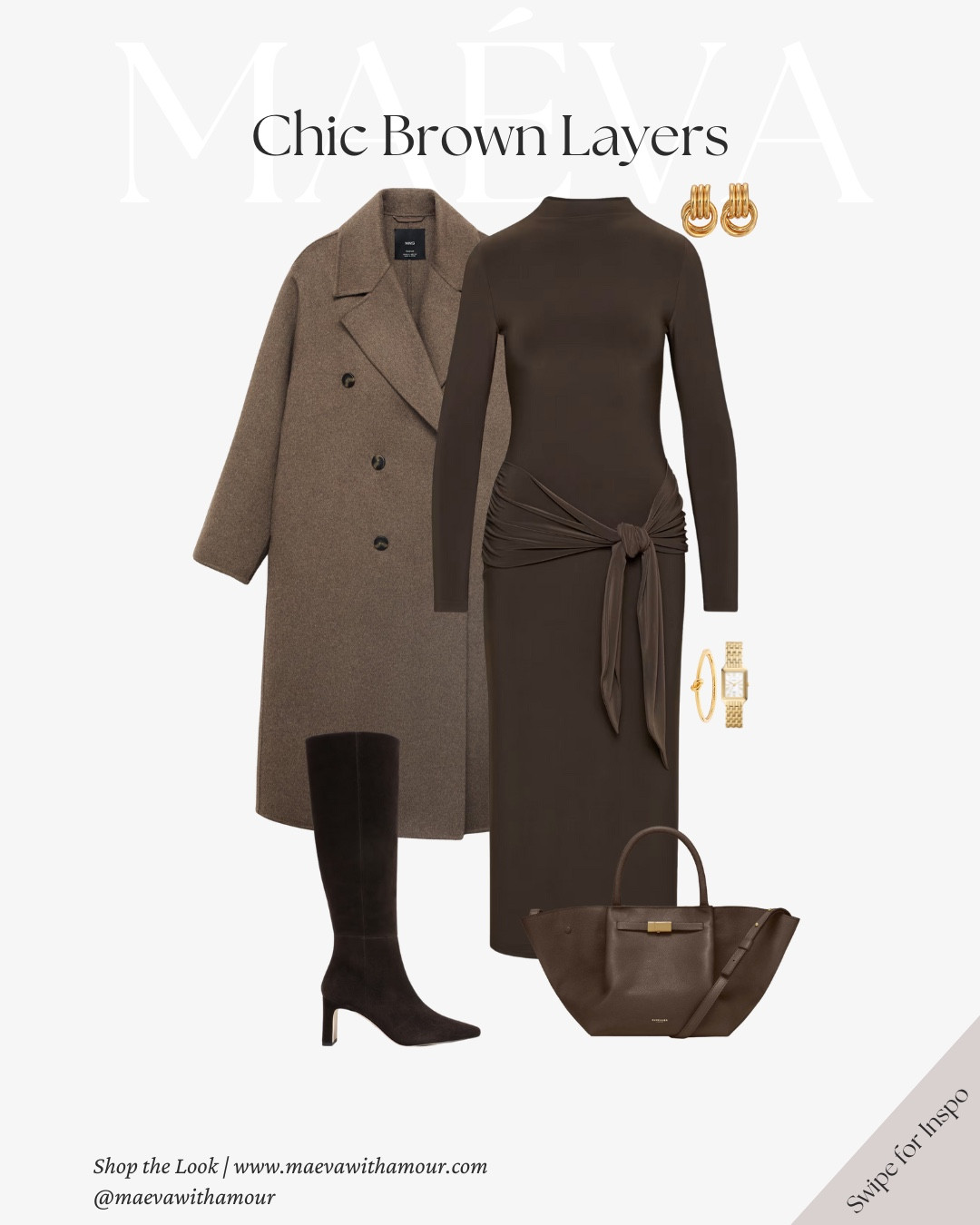 Chic Brown Layers 🤎 Looking for a little styling inspiration this season? This 3-look edit brings together soft knits, flowing satin, and rich wool coats in warm brown tones that feel grounded and refined! 
 Thoughtful textures, timeless silhouettes, and layers that move with ease through everyday life. An ode to cozy elegance and pieces meant to be worn and re-worn with intention ✨

🤎 Adore these Looks? Comment SHOP to receive a DM with the link or head to the link in bio to shop the outfits & more! 

✨ Discover the latest article about this edit and French-inspired style at maevawithamour.com

👉 Save & Follow to discover French-inspired style and wardrobe tips, designed to elevate your everyday fashion!

With Amour, M

#autumnoutfit #outfitinspo #stylingtips #frenchstyle #parisianstyle #capsulewardrobe #minimaliststyle  

#LTKSeasonal #LTKTravel #LTKStyleTip