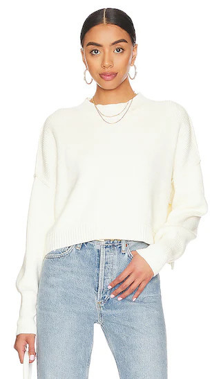 Free People Easy Street Crop Sweater in Ivory. - size L | Revolve Clothing (Global)