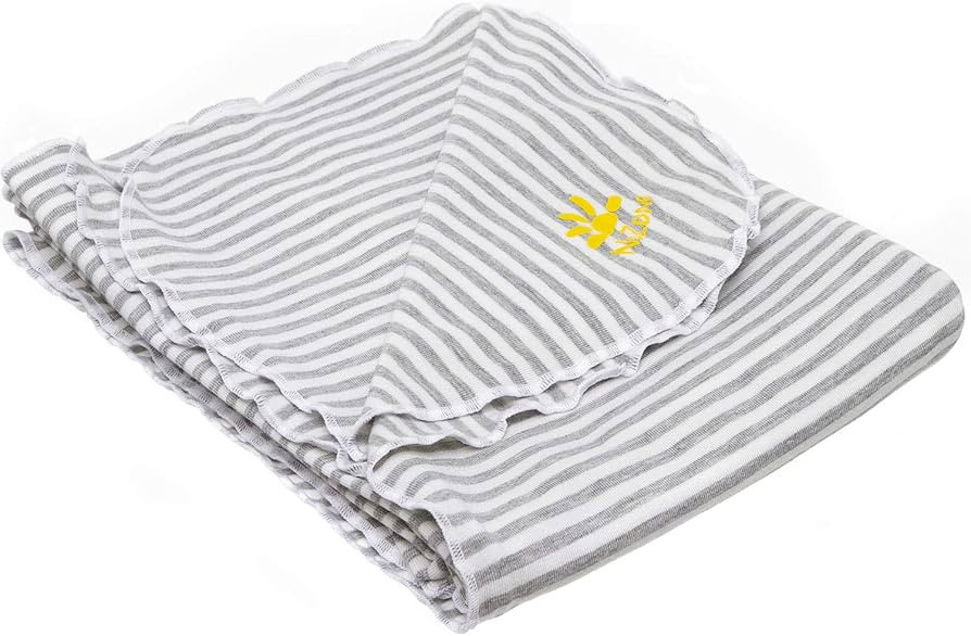 Nozone Baby Blanket, Sun Protective, Soft Rayon from Bamboo, UPF 30 in White/Grey Stripe | Amazon (US)