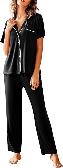 Avidlove Women Pajamas Set Notch Collar Soft Sleepwear Pjs Short Sleeve Button Down Nightwear wit... | Amazon (US)