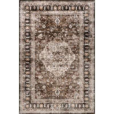 Nuloom Davi Faded SplashGuard Machine Washable Area Rug, 8' x 10', Dark Brown | Target