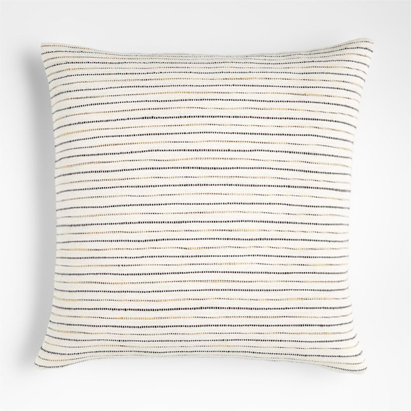 Dellana 23"x23" Square Striped Natural Square Decorative Throw Pillow Cover with Down-Alternative... | Crate & Barrel