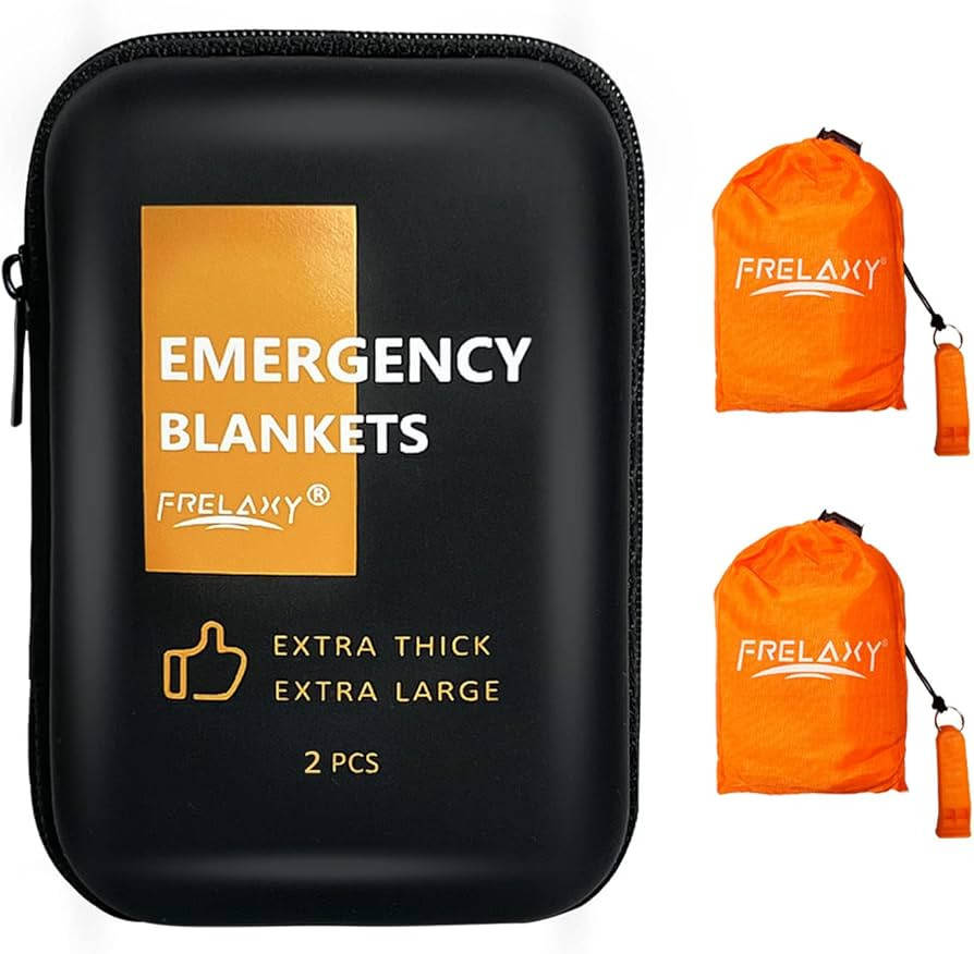 Frelaxy Emergency Blanket 2-Pack/4-Pack, Extra-Thick Extra-Large Space Blankets with Whistles, St... | Amazon (US)