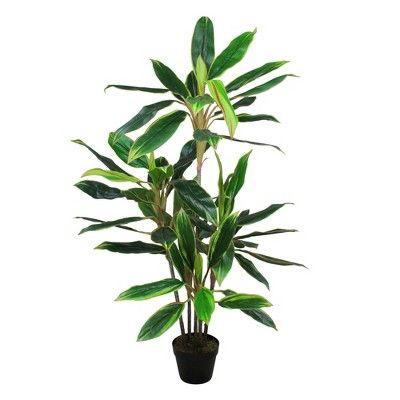 Northlight 55" Dracaena Artificial Potted Plant - Green/Red | Target