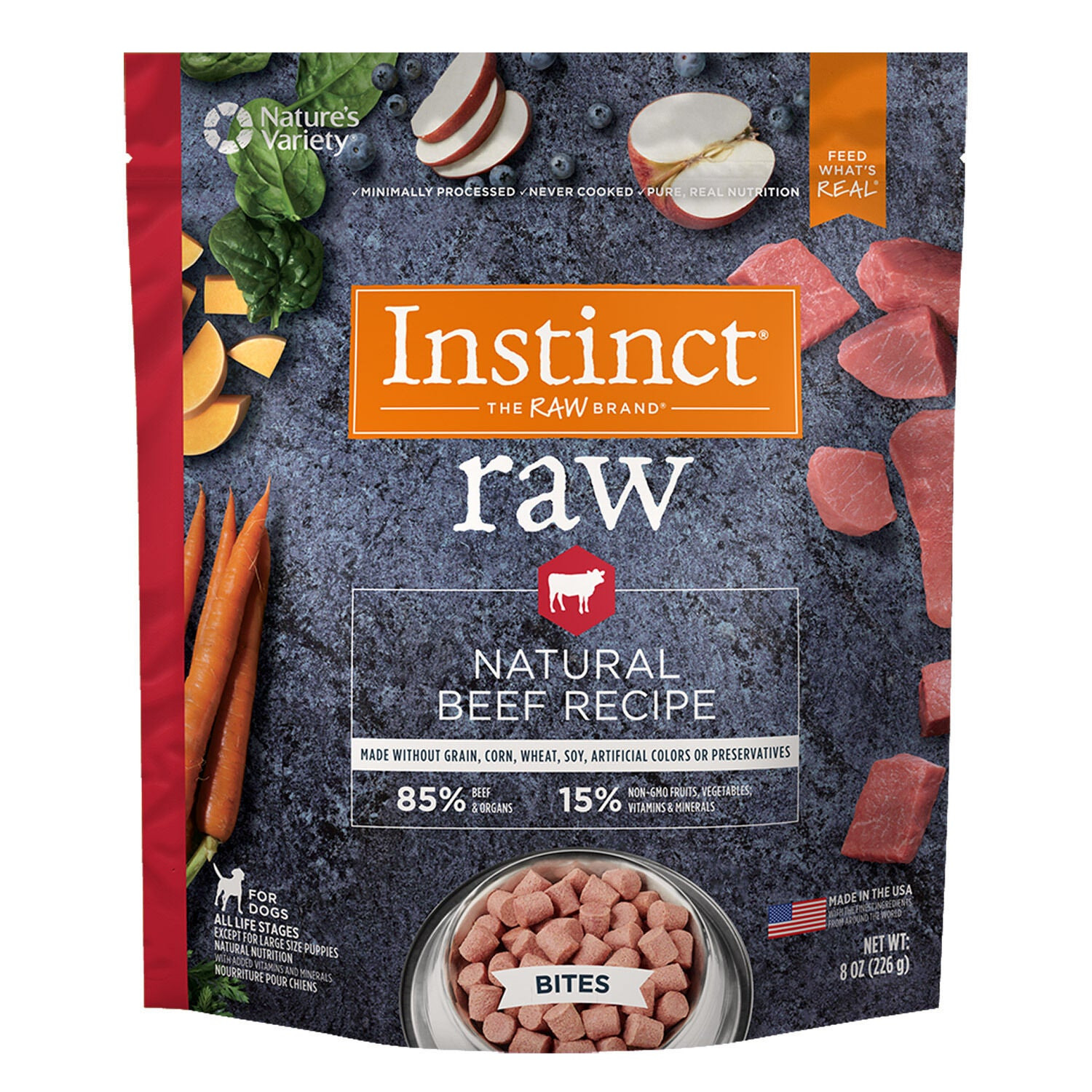 Instinct Raw Frozen Beef Bites Frozen Dog Food | Pet Supermarket | Pet Supermarket