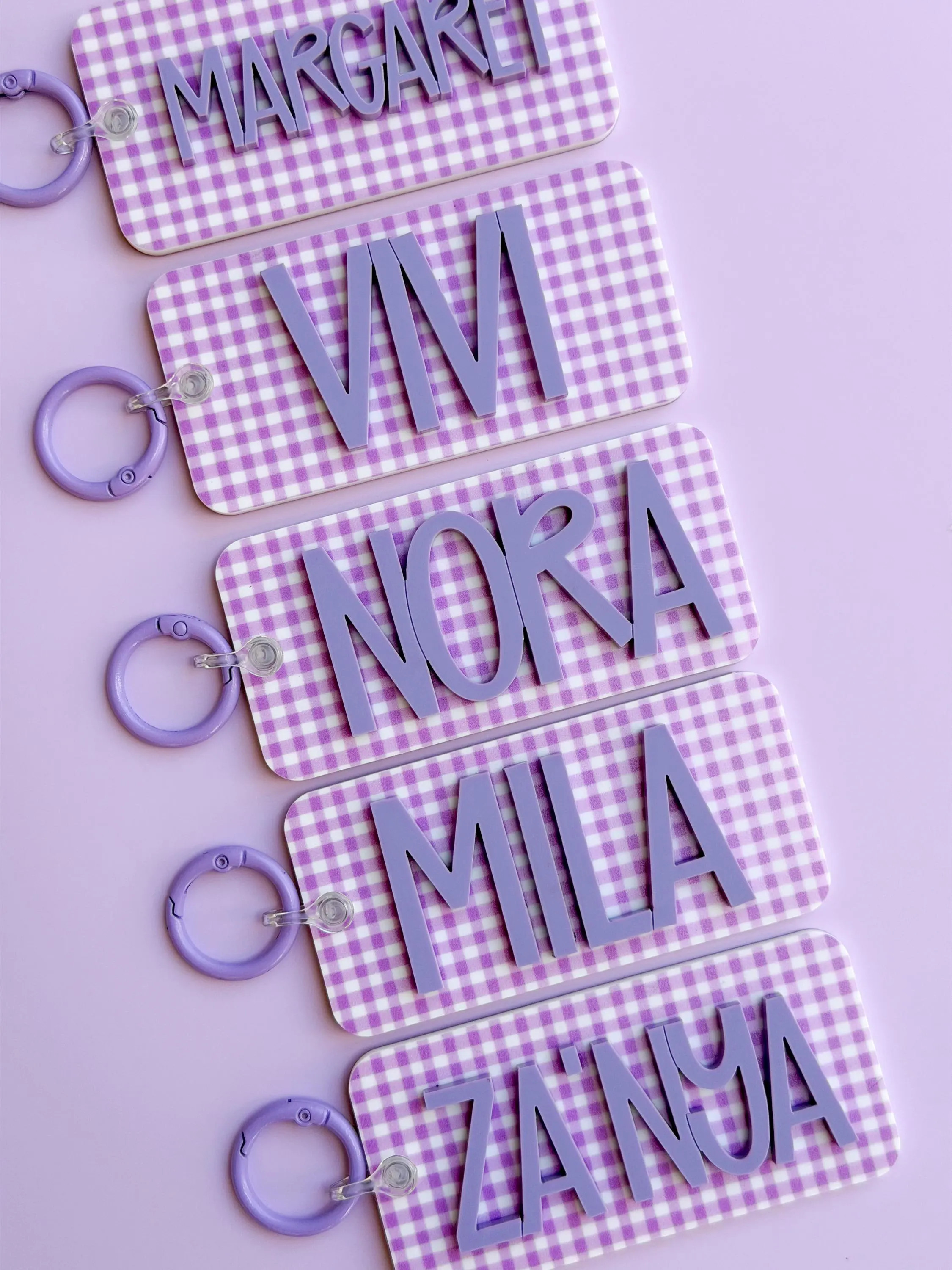 Gingham Name Keychain, Name Tag, Backpack Name Tag, Keychain, Personalized Keychain, Custom Keychain, Custom Name Keychain, Acrylic Keychain | Etsy (Global)