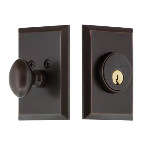 Nostalgic Warehouse New York Plate Single Cylinder Deadbolt | Wayfair North America