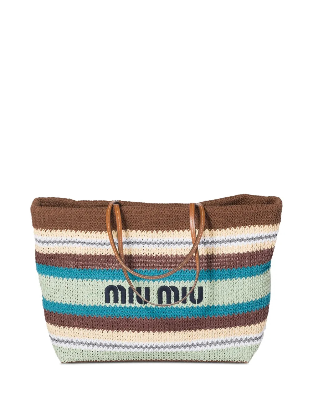Miu Miu raffia-effect Woven Tote Bag | Brown | FARFETCH | Farfetch Global