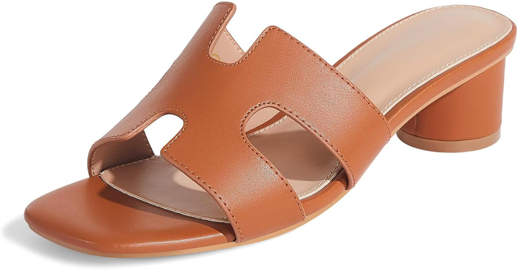 gihubaifuil Women's Square Open Toe Chunky Heeled Sandals Slip on Slides Summer Dressy Shoes | Amazon (US)