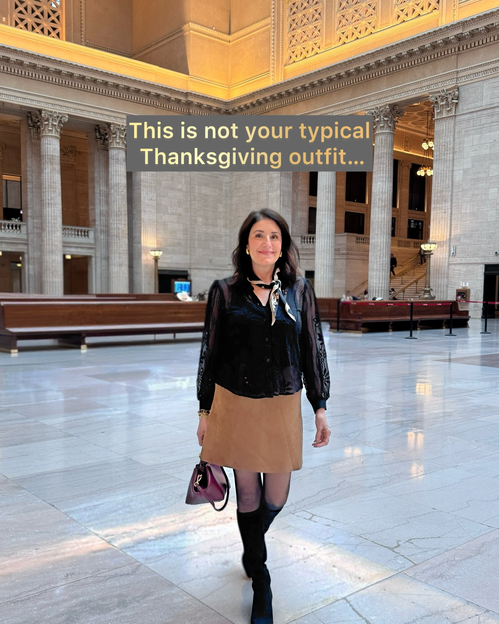 Thanksgiving outfit inspo 🍂 A suede skirt under $30, the bag I get the most compliments on, and tall suede boots that are unbelievably comfortable. This entire outfit is comfortable and chic!

 #ThanksgivingOutfit #ComfortableStyle #FallFashion 

#LTKOver40 #LTKSeasonal #LTKStyleTip