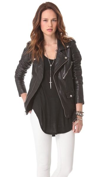 Motorcycle Jacket With Quilted Stripes | Shopbop