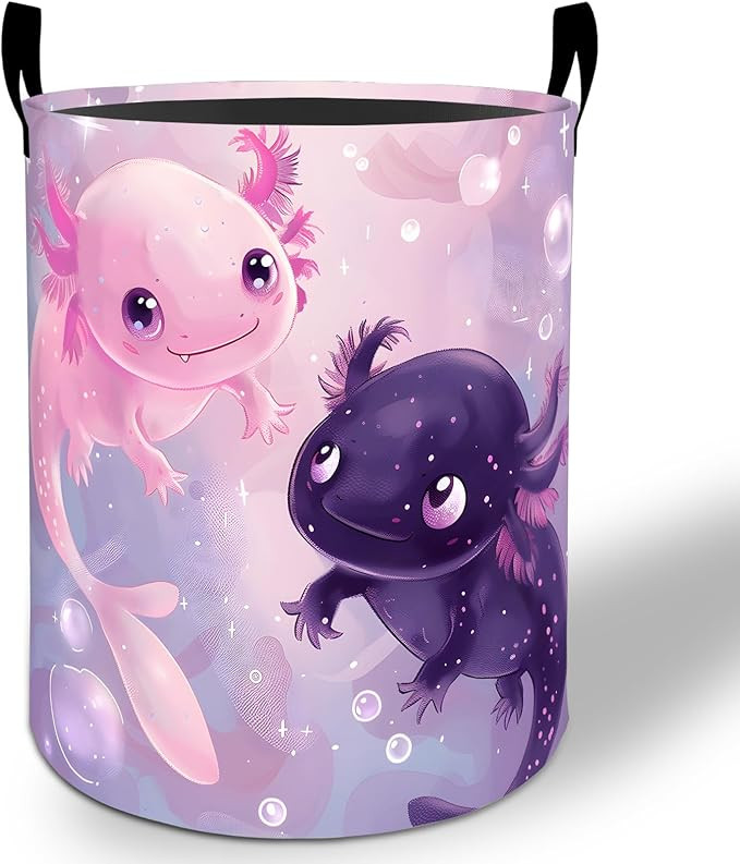 Axolotl Laundry Basket Hamper 19.7"x15.8", Axolotl Cartoon Foldable Waterproof Oxford Clothes Sto... | Amazon (US)