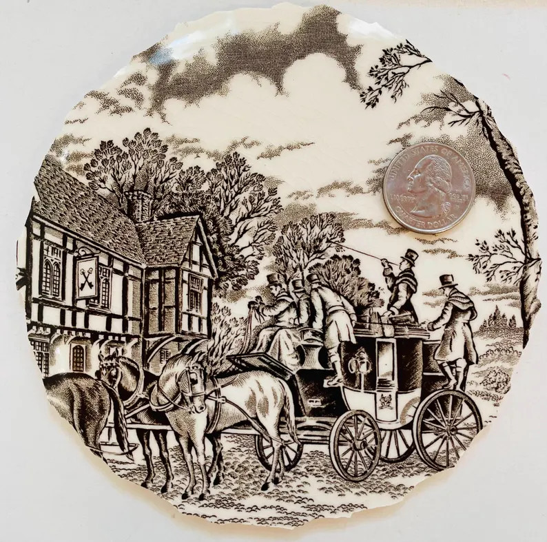 Vintage Horse & Coach China Mosaic Tile - Brown Transferware Center Piece E875 - Etsy | Etsy (Global)