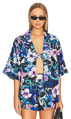 CIN CIN Mirage Bowling Shirt in Hibiscus Blue from Revolve.com | Revolve Clothing (Global)