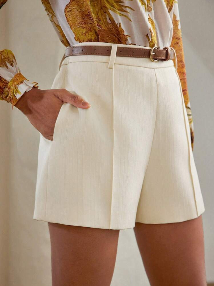 MOTF PREMIUM SOLID SEAM FRONT SHORTS,SUMMER OUTFITS | SHEIN