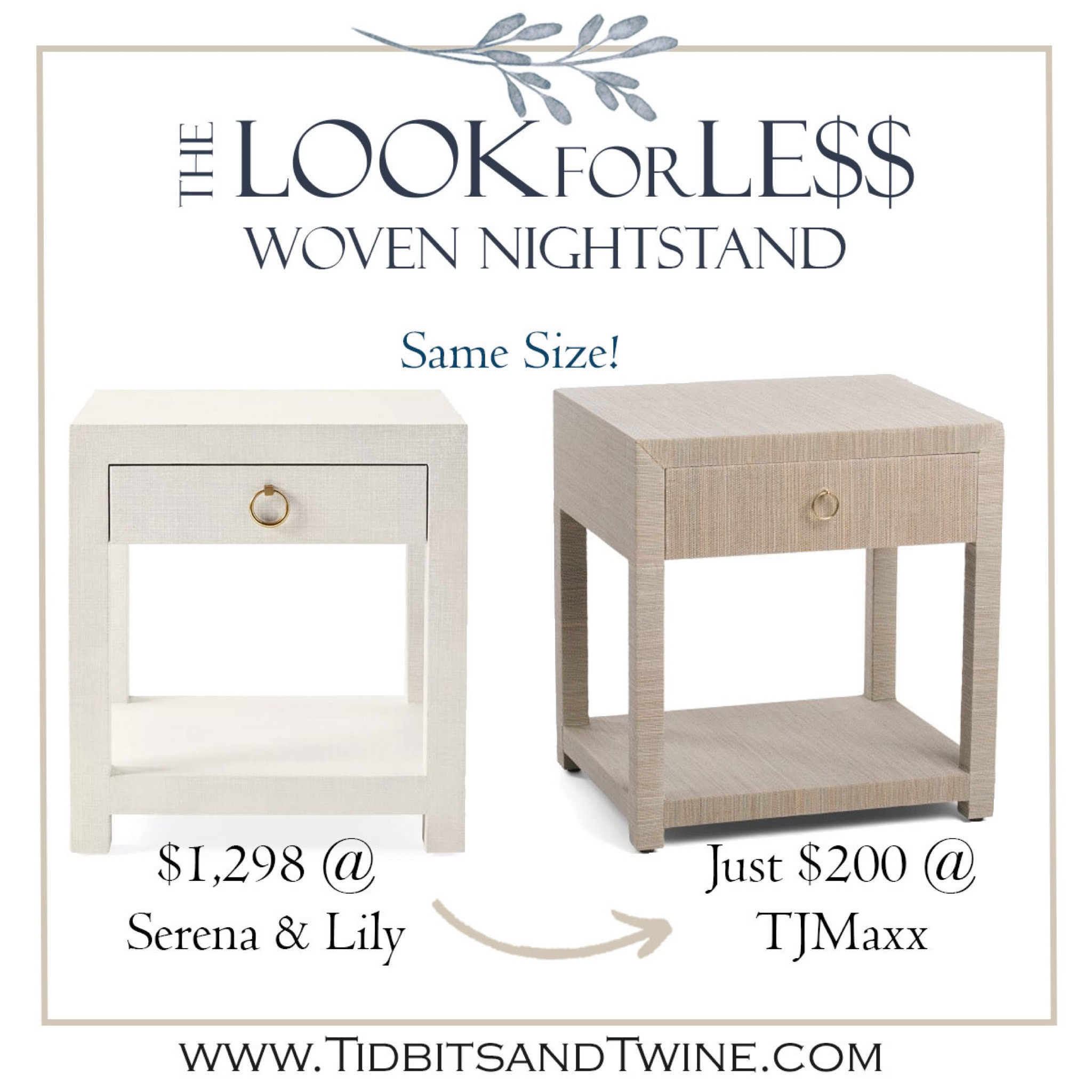 A gorgeous Serena and Lily dupe! 


Affordable decor, tj maxx, furniture dupe, affordable furniture, woven nightstand, one drawer nightstand, home decor 

#LTKstyletip #LTKFind #LTKhome