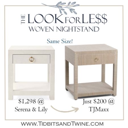 A gorgeous Serena and Lily dupe! 


Affordable decor, tj maxx, furniture dupe, affordable furniture, woven nightstand, one drawer nightstand, home decor 

#LTKstyletip #LTKFind #LTKhome