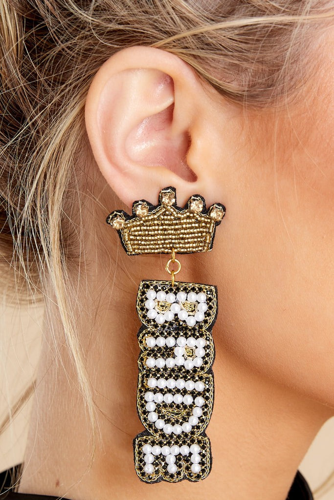 Soon To Be Mine Black Beaded Earrings | Red Dress 