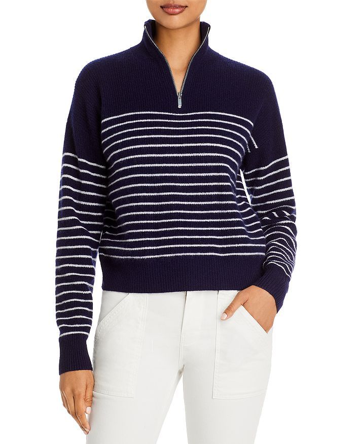 AQUA AQUA Stripe Quarter Zip Cashmere Sweater - 100% Exclusive Back to Results -  Women - Bloomin... | Bloomingdale's (US)