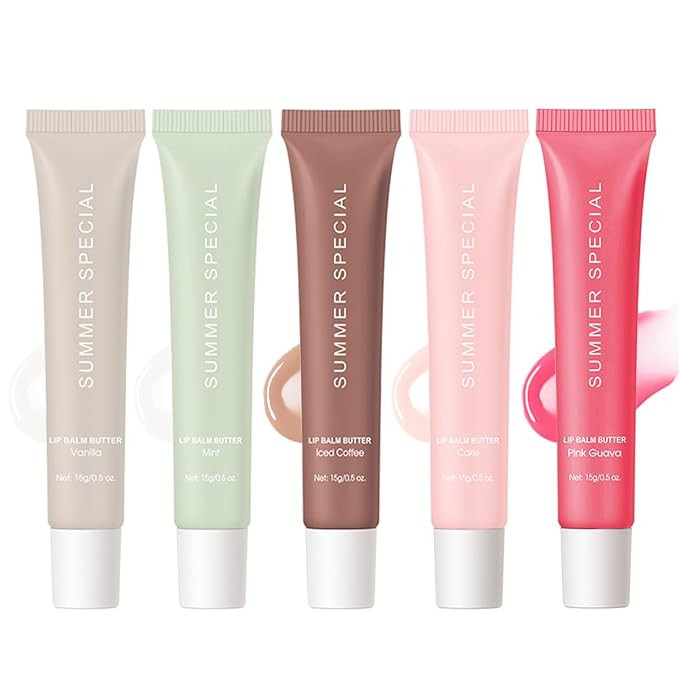 5 PCS Summer Special Lip Butter Hydration Lip Gloss with Shea Butter & Olive Oil Soothes Dry Lips... | Amazon (US)