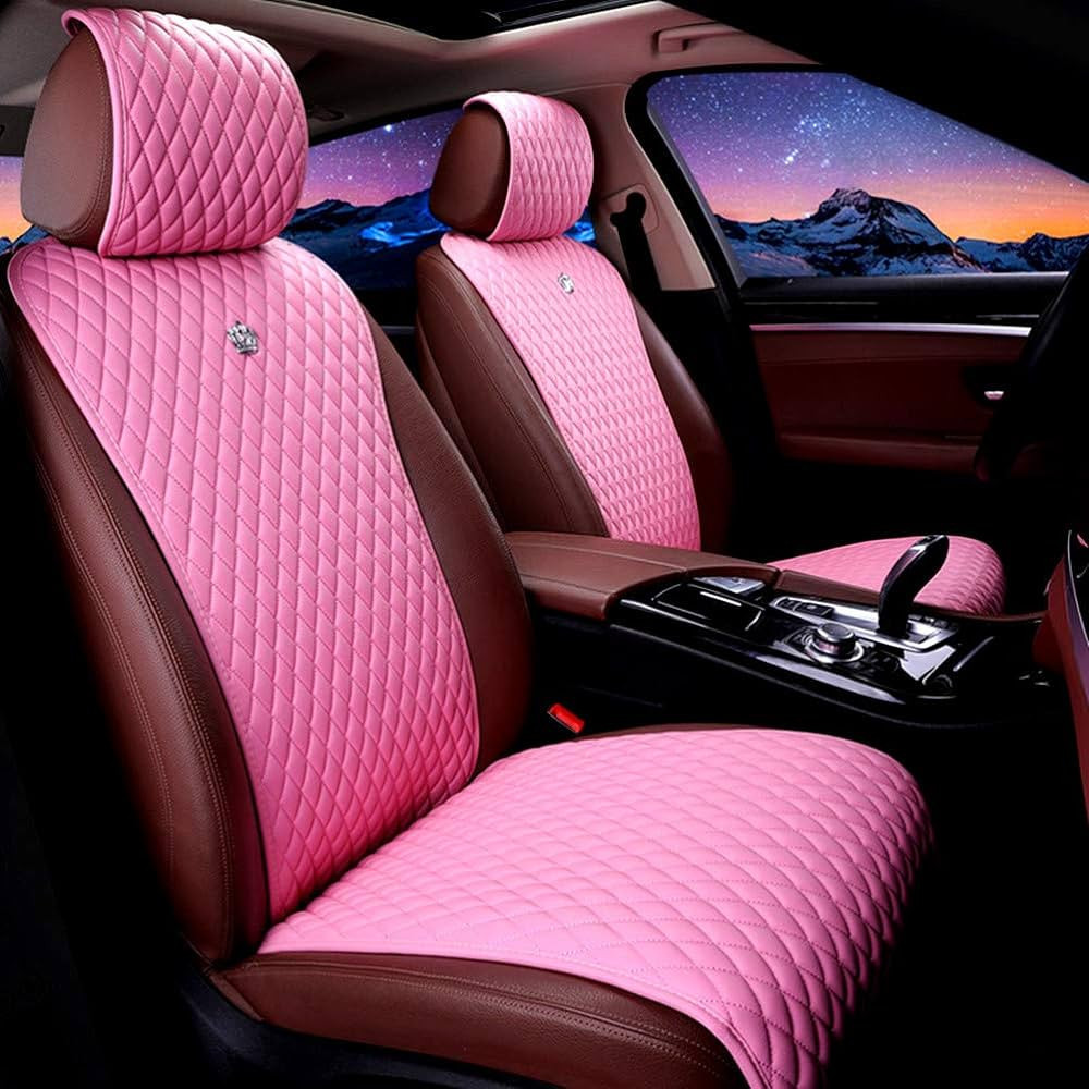 Red Rain Seat Covers for Cars Leather Seat Cover Pink Universal Seat Covers 2/3 Covered 11PCS Fit... | Amazon (US)