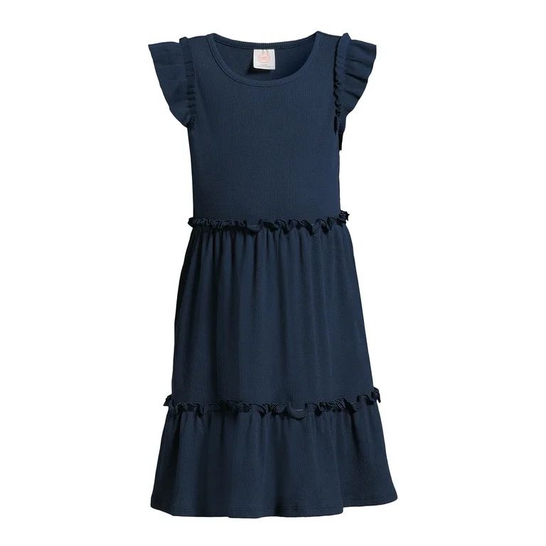 Wonder Nation Girls Tiered Ruffle Dress, Sizes 4-18 & Plus | Walmart (US)